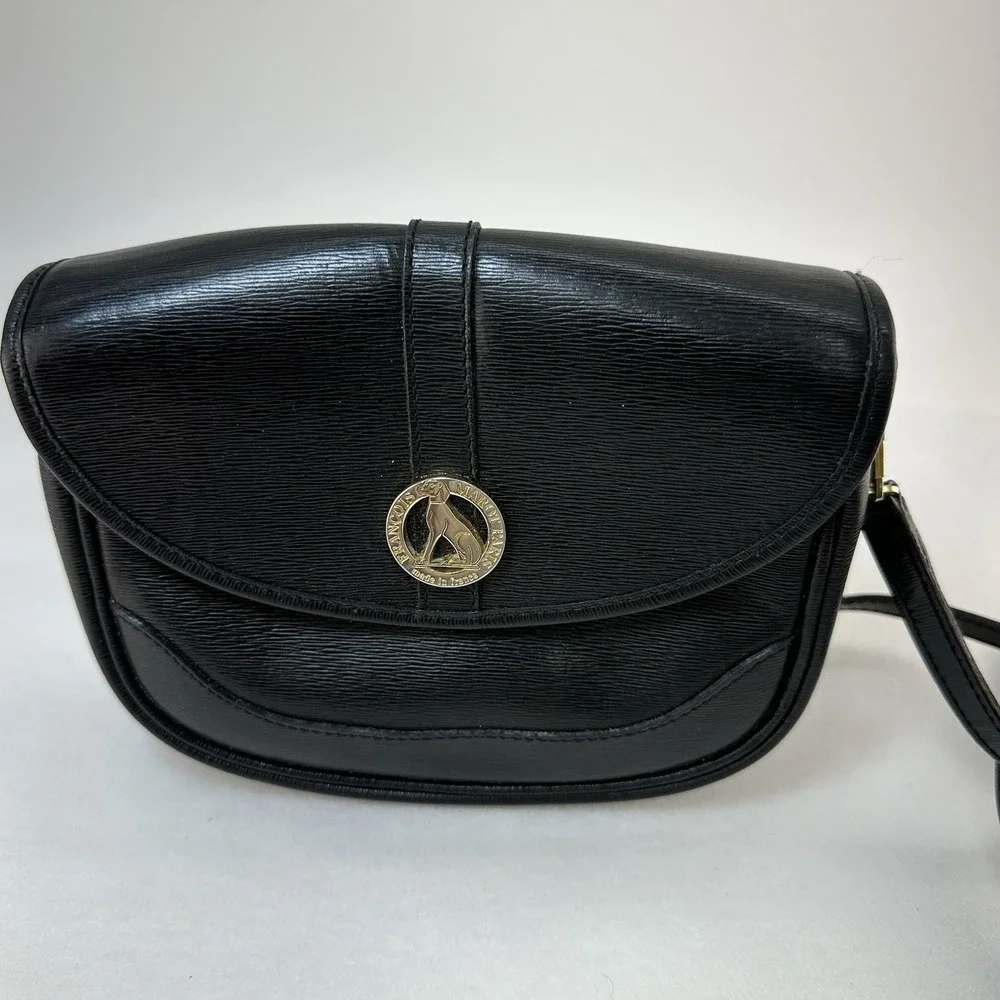 Vintage Francois Marot Paris Black Crossbody Shoulder Bag Made In France
